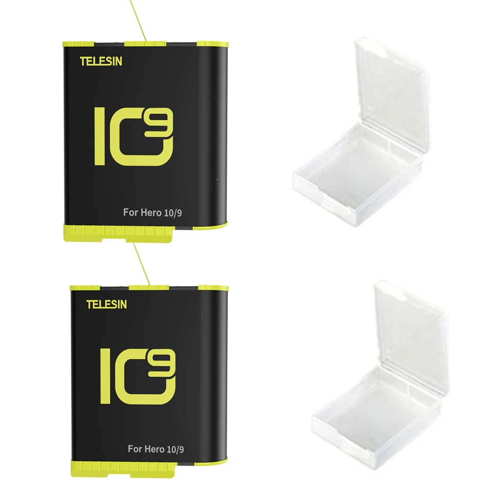 TELESIN Battery 1750mAh for GoPro Hero 10 9 Black Rechargeable Large Capacity No Popup For GoPro Action Camera Accessories 