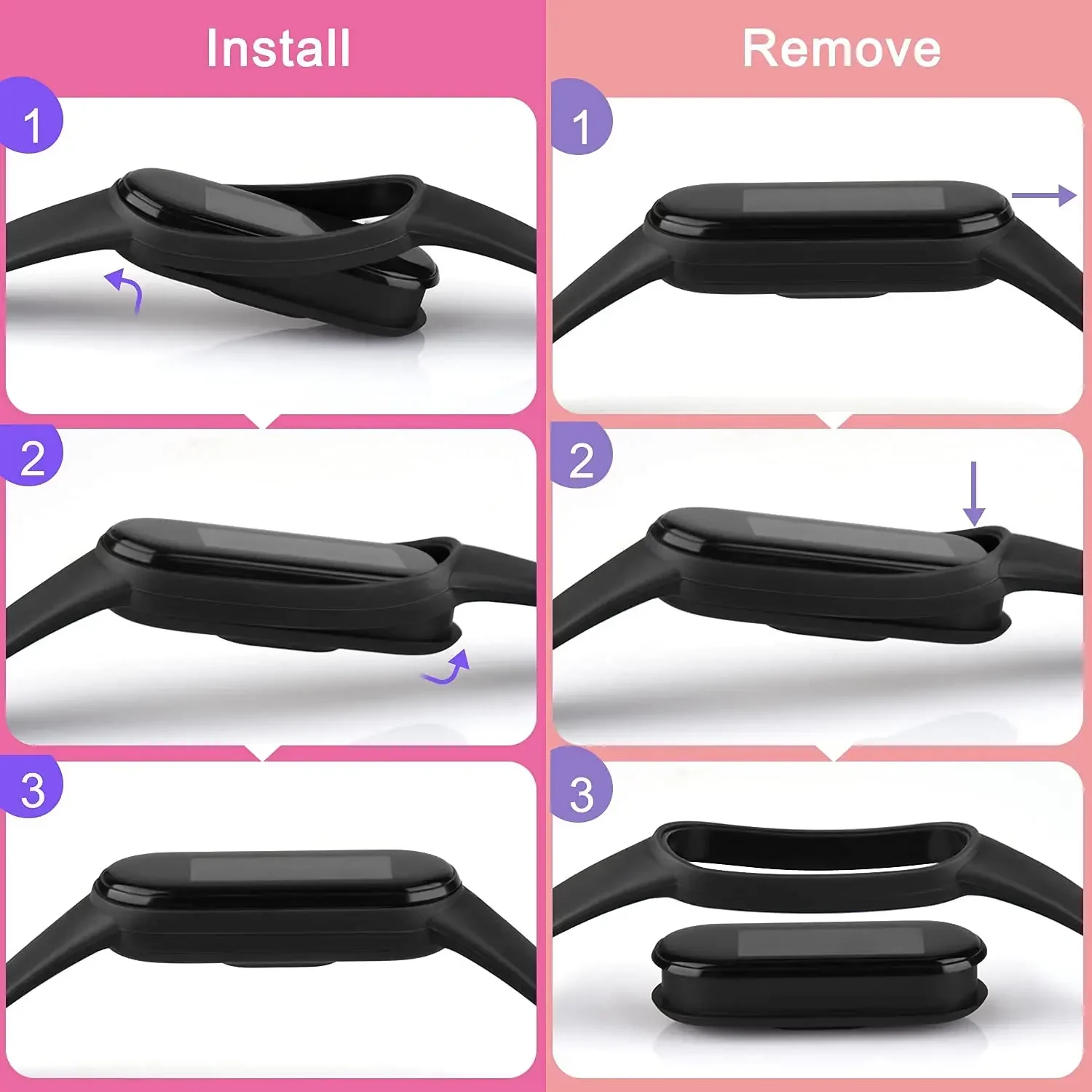 รูปสินค้า สายซิลิโคน Mi Band 4-7 คุณภาพดี ใส่สบาย ทนทาน