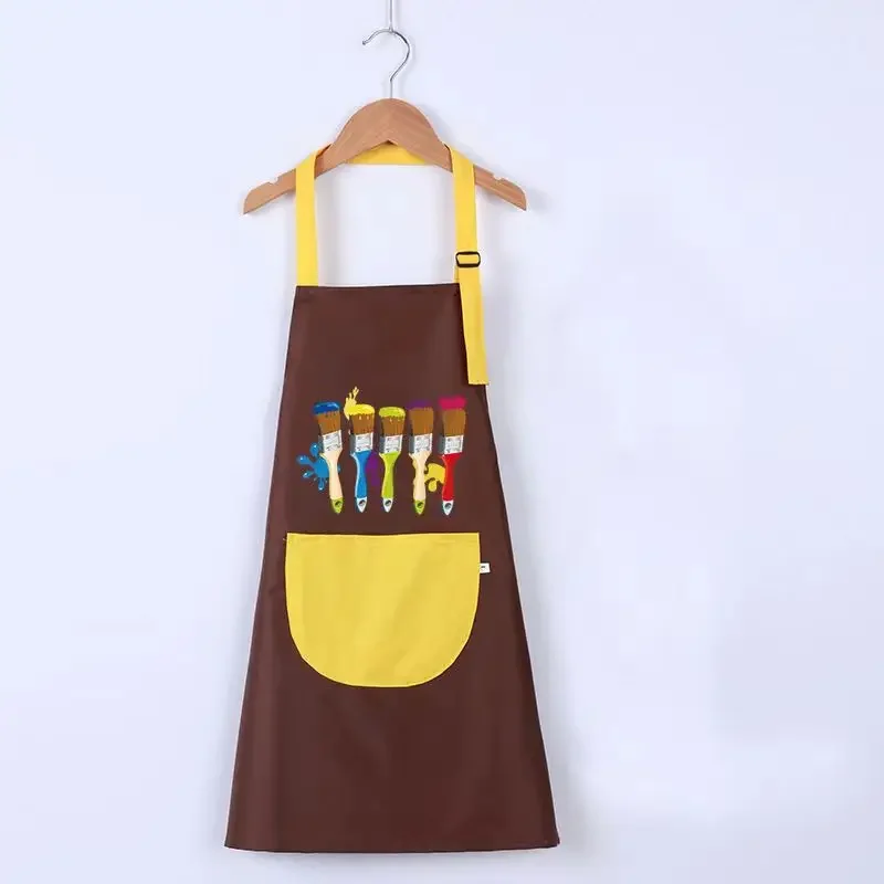 Waterproof Children's Apron Sleeveless Studio Painting Clothes Printed Bibs for Kids Large Size Child Apron