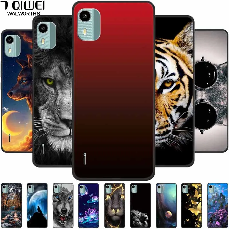 Custodia Per Telefono Per Nokia C110 Cover C 110 Painted Soft Silicone Wolf Lion Tpu Coque Per Nokia C110 Nokiac110 Guscio Protettivo Animale