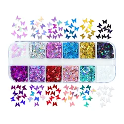 Holographic Butterfly Nail Charms with Sparkling Glitter Sequins (1 pcs)