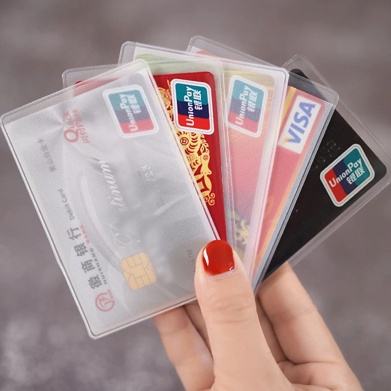 10pcs/lot 60*93mm Transparent Card Protector Sleeves ID Card Holder Wallets Purse Business Credit Card Protector Cover Bags