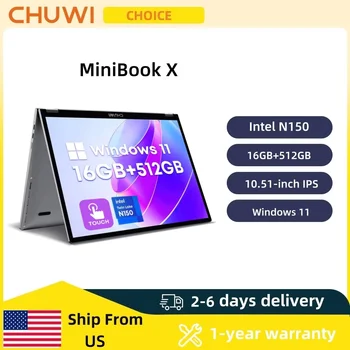 CHUWI MiniBook X 2 in 1 Laptop Intel N150(up to 3.6GHz) 512GB ROM 16GB LPDDR5 10.51" 1200x1920 FHD IPS Windows 11 Notebook