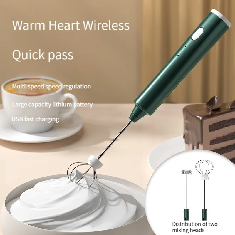 Milk Frother Egg Beater Handheld Electric Whisk 1 PC USB Rechargeable Handheld Egg Beater 3 Speeds Electric Milk Frother Foam Maker Mixer Coffee Drink Frothing Wand Foamer