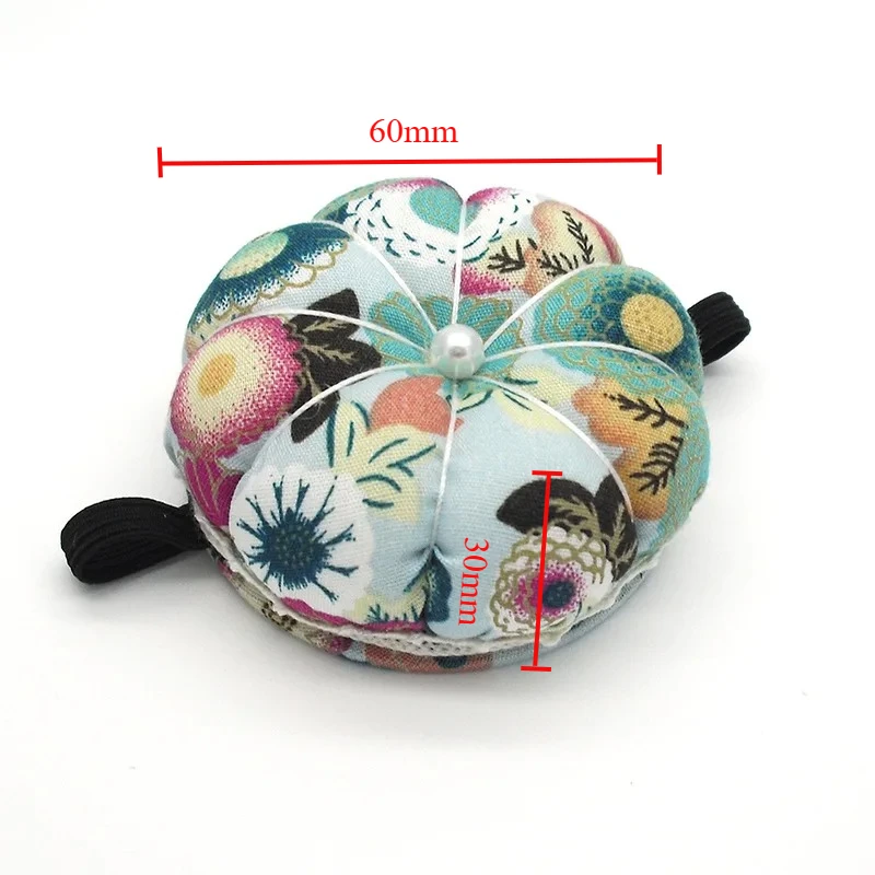 1pc 무작위 색상 호박 모양 인쇄 바늘 핀 쿠션 홀더 바느질 키트 DIY 공예 바느질 핀 탄성 손목 밴드 핀 쿠션
