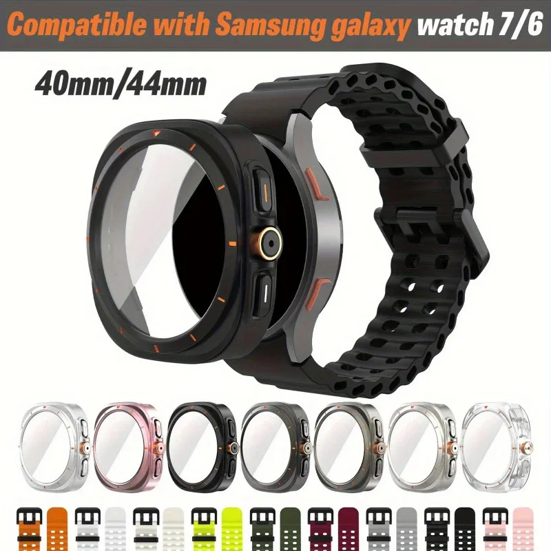 Premium Deluxe Watch Accessory Set - Ultra-Look Protective Case with HD Tempered Glass and Breathable Strap