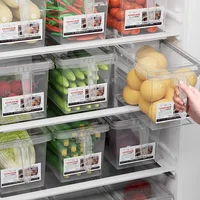 Large capacity refrigerator storage box, drawer style transparent with lid, fruit and food freezing and preservation box 1