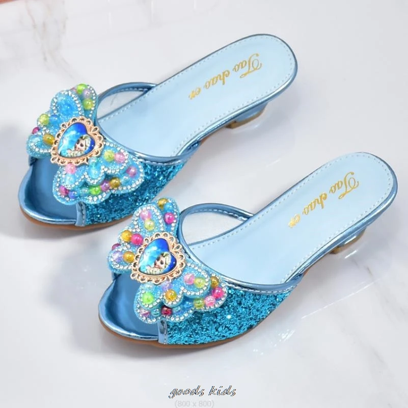 Chaussures Princesse Scintillantes Bleues Enfants - Talons Filles