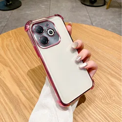 Enhanced Shockproof Plating Phone Case with Reinforced Corners for Infinix Smart 8 Plus (4jfst pink)