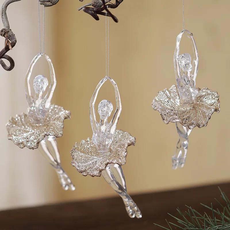 Christmas Pendant Acrylic Bell Pumpkin Carriage Carousel Ballet Dancer Christmas Decoration Hanging Pendant Holiday Decor