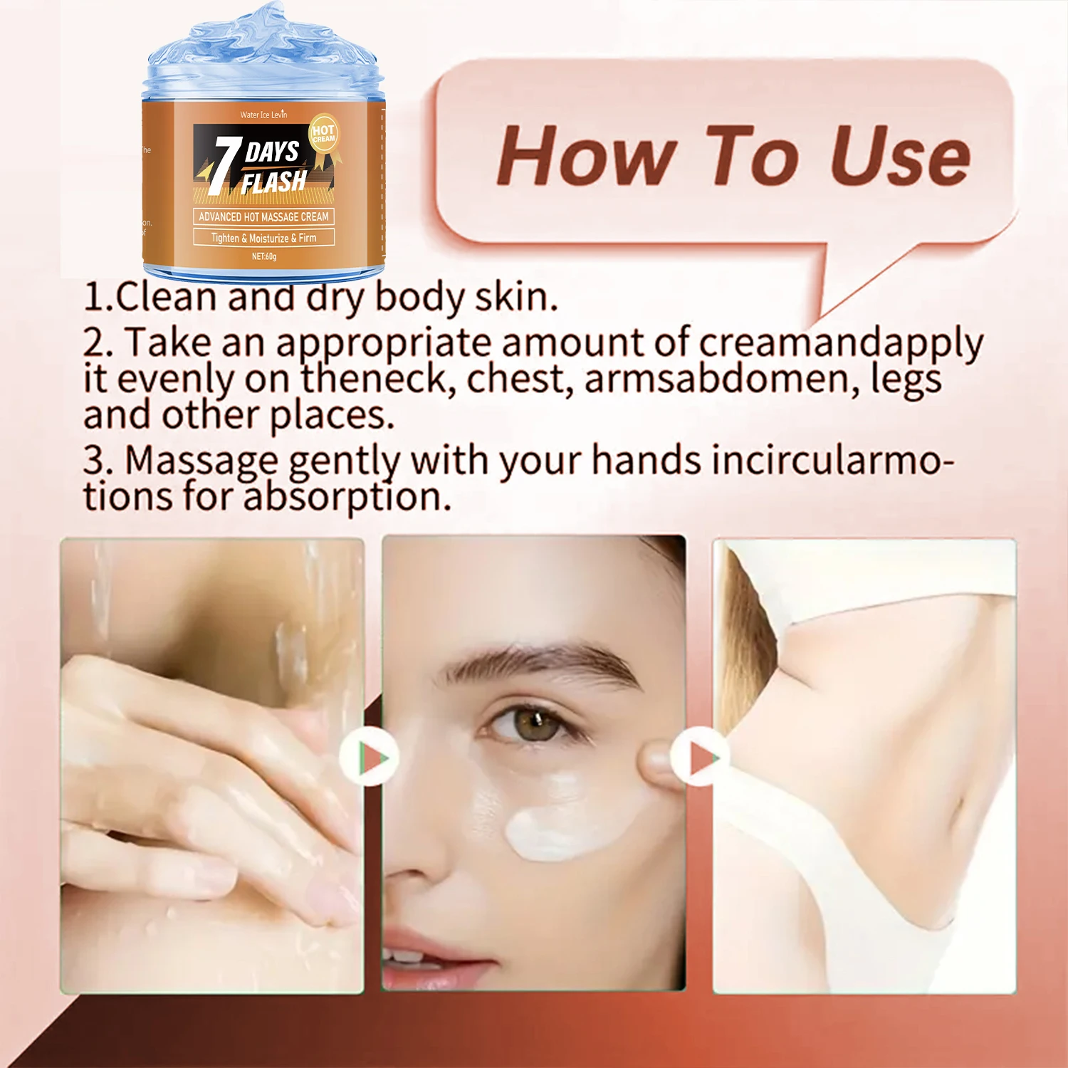 Crema da massaggio idratante da 60 g: rassodante e sollevabile, contiene curcumina ed estratto vegetale, adatta per la cura della pelle della pancia grande e rilassante, crema da massaggio per braccia e gambe 5