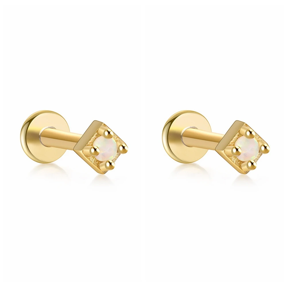 3 Paar Kleine Platte Stecker Oorbellen Voor Dames 14K Gouden Zilver