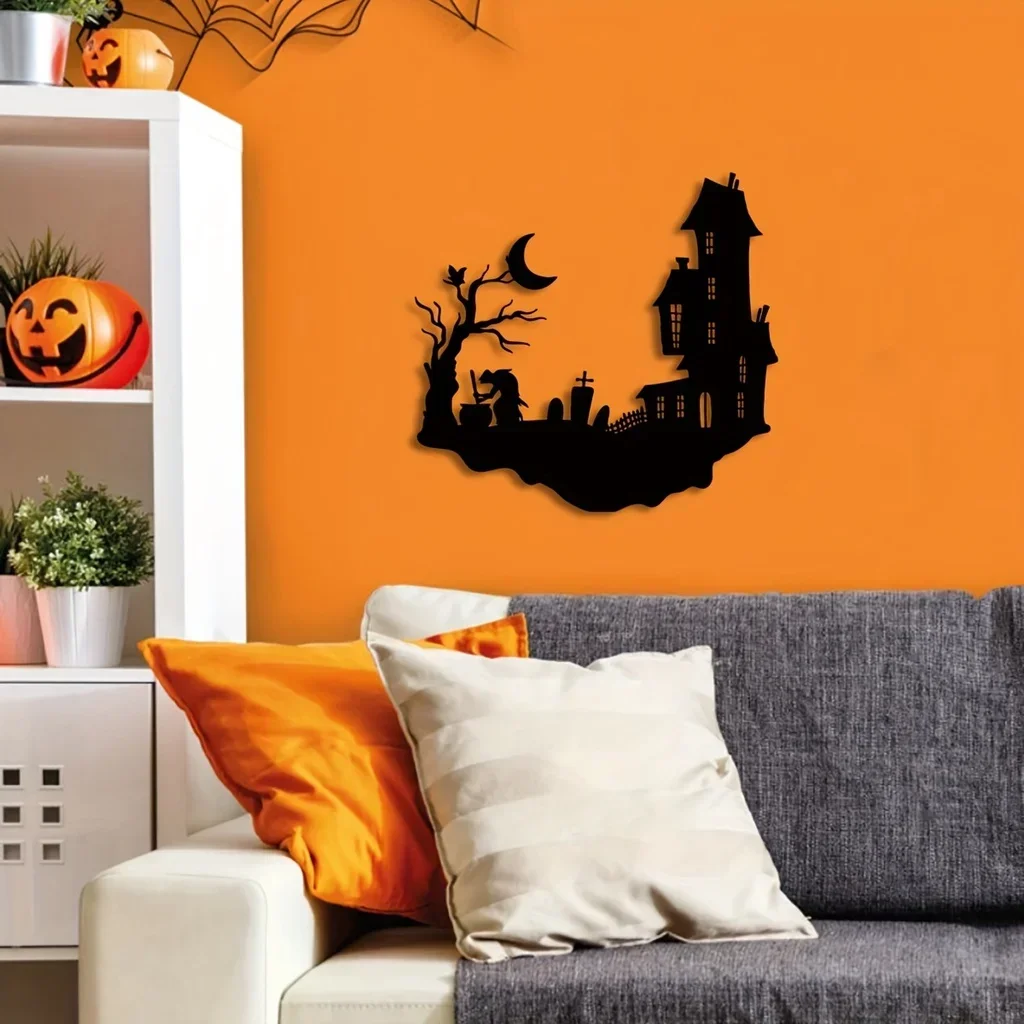 

CIFBUY Decoration Metal Silhouette Yard Signs Home Decor Modern Wall Decor Sticker Mural Iron Halloween Livingroom Metal Wall Ha