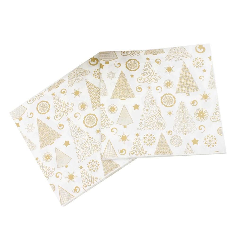 Christmas Paper Napkins Tissue Printed Xmas Tree Decorations Cocktail Party 20 PCS Tissue Paper Decoration