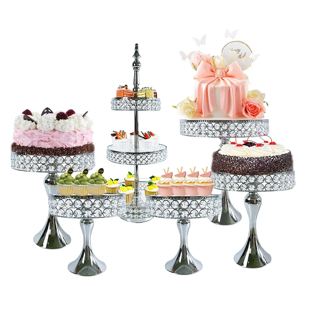 1Pcs/Lot Silver Cake Stand -Dessert Table Display Cake Stands for Tower Plate for Baby Shower, Wedding,Chrismas Celebration