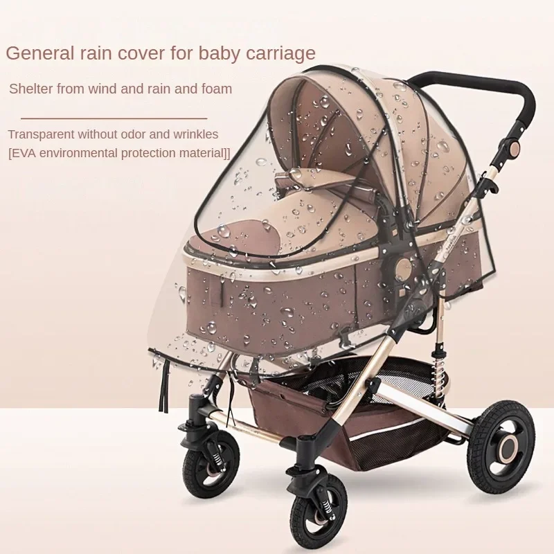 Transparent Breathable Trolley Umbrella Raincoat Stroller Rain Cover Baby Car Weather Wind Sun Shield Stroller Accessories