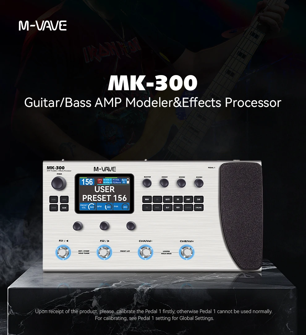 M-VAVE MK-300 Guitar Multi-Effect Processor Pedal 150s Looper ANN
