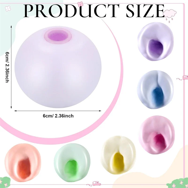 6cm 레인보우 스퀴시 스트레스볼 수제 찹쌀떡 모양 스퀴즈 장난감 어린이 파티 선물용