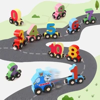 12PCS/Sets Magnetic Digital Train Colorful Cognition Wooden Toy Learning Car Montessori Children's Assembly Educational Toys 1