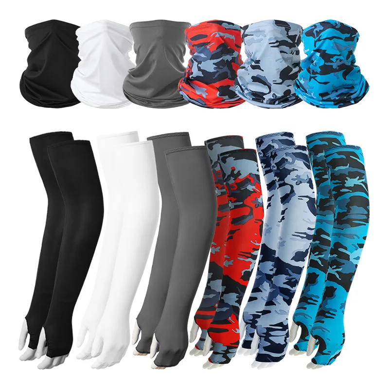 

Tactical Camouflage Face Bandana Sleeves 2pcs/Set Windproof Cycling Hiking Scarves Seaming Process Camping Head Scarf Arm Sleeve