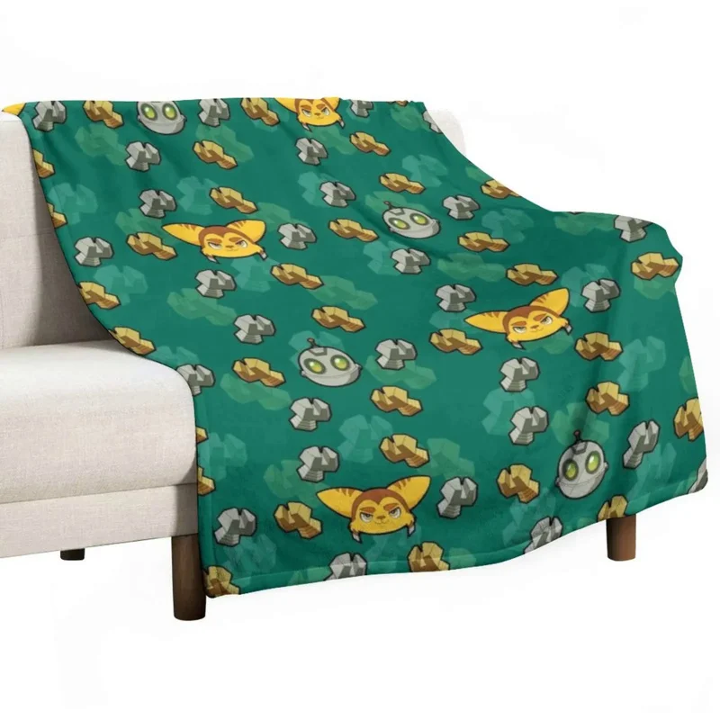 

Ratchet and clank pattern Throw Blanket Bed linens Luxury St Blanket Fashion Sofa Blankets