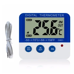 Enhanced Digital Thermometer with Alarm and Easy - to - Read LCD Display (WHITE)