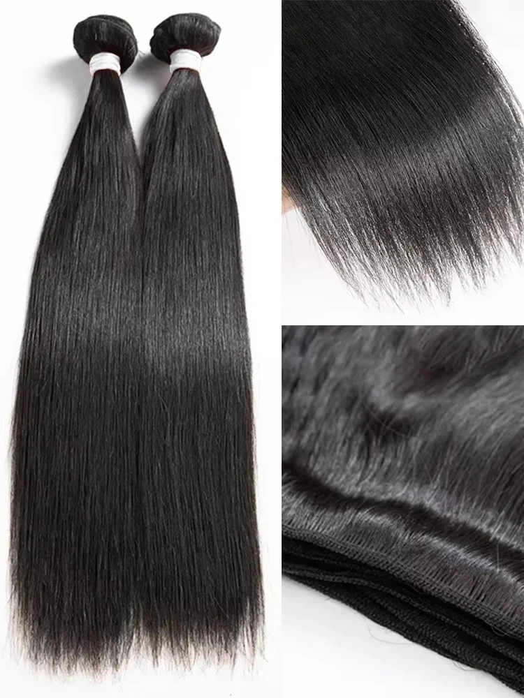 Rosabeauty Hair Straight 28 30 32 40 Inch Lace Closure 100% Natural Human Hair Bundles Deal Brazilian Remy Hair For Women 2