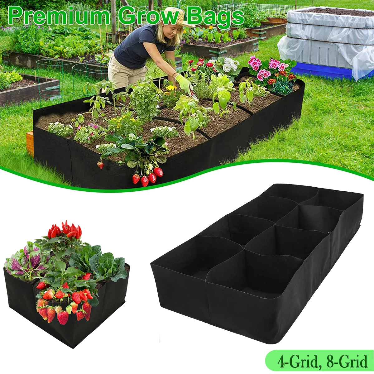 Garden Raised Planting Bed 4/8 Mesh Felt Fabric Grow Bag Vegetable Flower  Potato Planting Container Reusable Large - AliExpress, image size:1200x1200