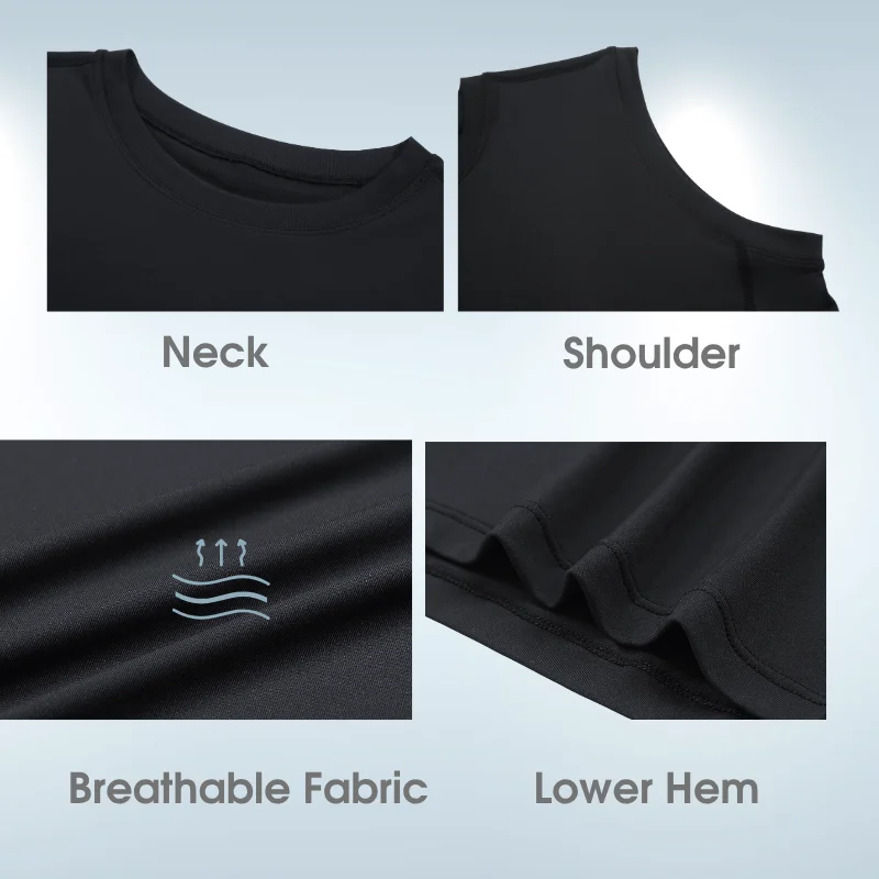 Herren-Trainingsweste, schmale Passform, ärmellos, schnell trocknend, atmungsaktiv, feuchtigkeitsableitend, für Laufen, Fitnessstudio, Training, Fitness-Tanktop – Detail 7