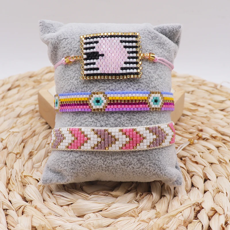 ZHONGVI Handmade Woven Heart Charms Bracelet Adjustable Women Men Colorful Miyuki Beaded String Jewelry pulseras mujer