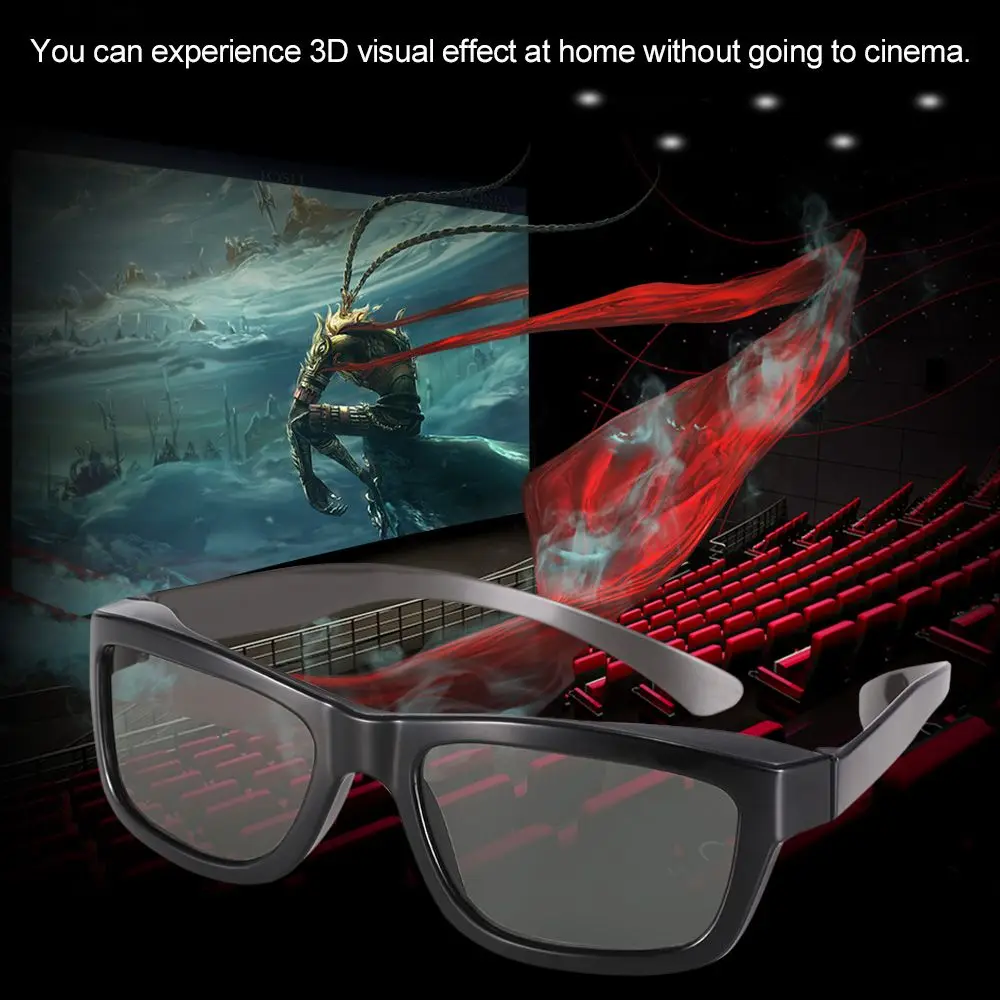 Occhiali 3D con Montatura Nera in Plastica per DVD, Home Theater, Cinema, Giochi 3D, Visione Tridimensionale Anaglifo - immagine 3