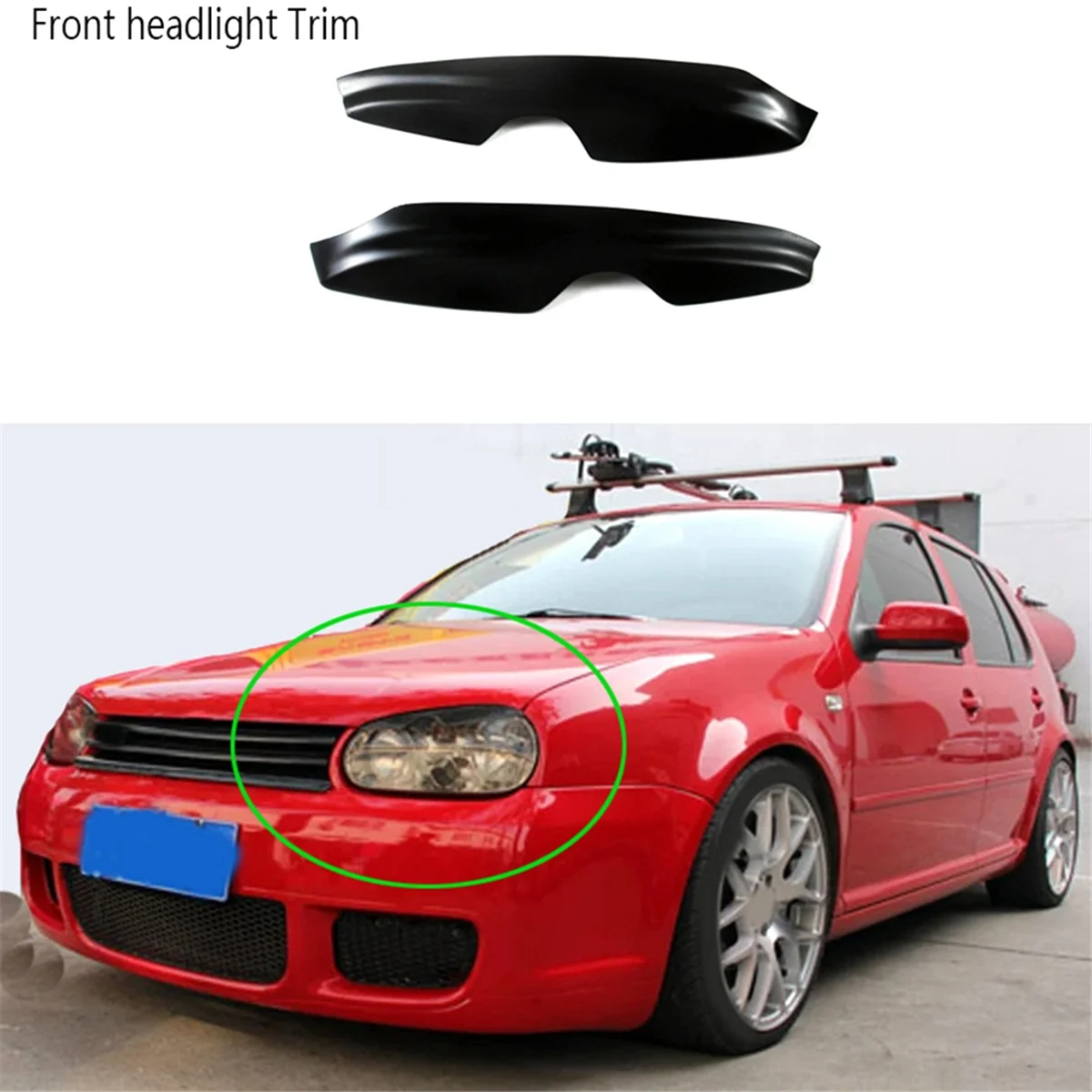 Black Car Headlight Lamp Eyebrow Sticker for Golf 4 MK4 IV 1999-2004 Front Headlight Trim