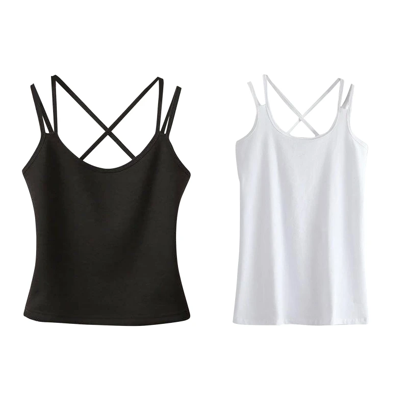 

All-matching Solid for Tank Tops for Women Fashion Double Straps Camis Crop Tops Casual Sleeveless T-shirt Sport Vest To