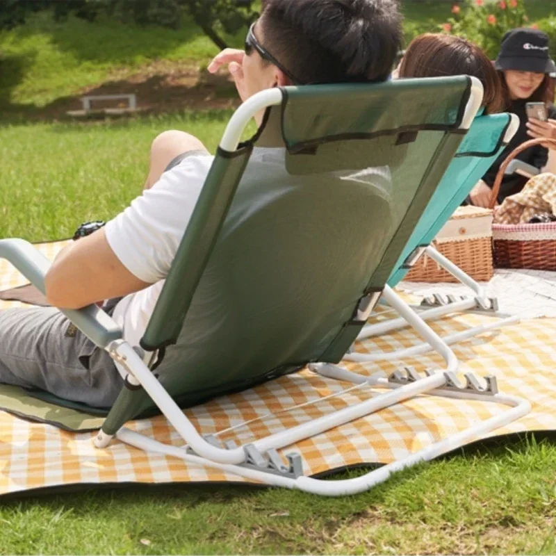 

New Outdoor Lounge Chair Camping Portable Relaxing Chair Balcony Courtyard Leisure Light Backrest Folding Beach Chair