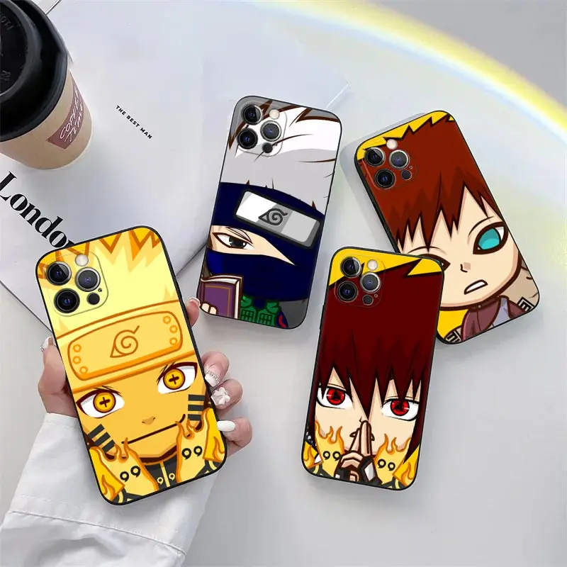 

Cute Kakashis Sasukes Anime Phone Case for iPhone 11 15 Pro Max Case Coque 14 Plus 13 Pro 12 11 XS XR 7 8 SE 2020 TPU Soft Cover