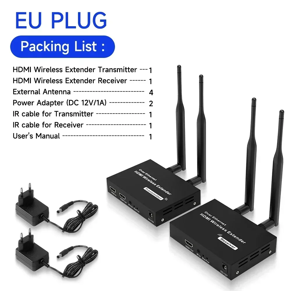 Description Picture 2 of item1080P 200M 5.8GHz Wireless HDMI-Compatible Transmitter Receiver Extender with IR HDMI Loop-Out For TV Audio Video Extender Kit