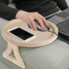 Natural Pine Wood Sofa Side Tables Round Portable and Foldable Sofa Armrest Clip-On Tray Waterproof Sofa Couch Arm Rest 4