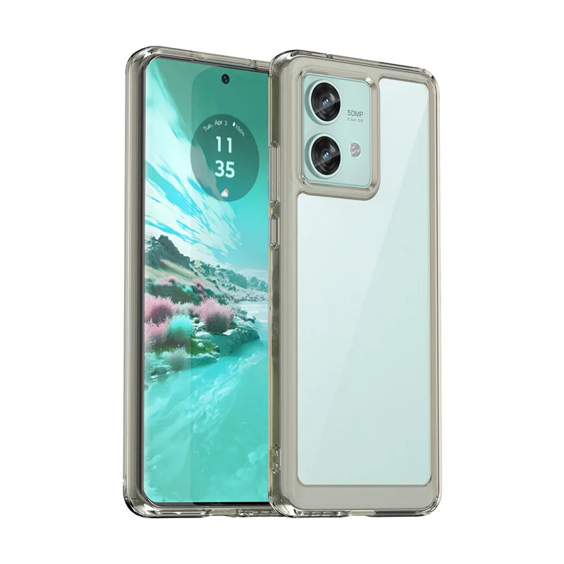 Colorful Soft Edge Silicone Transparent Shockproof Bumper Case (6.55 inch)