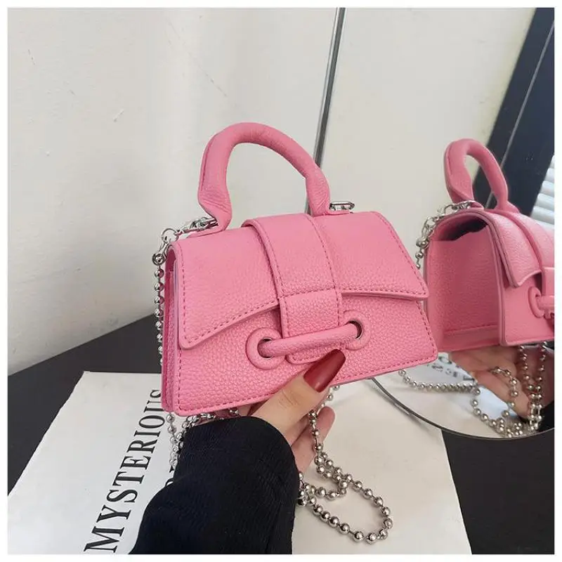 2023 New Lychee Pattern Fashion Handbag Korean Versatile Shell Bag Single Shoulder Crossbody Women's Bag Chain Bag
