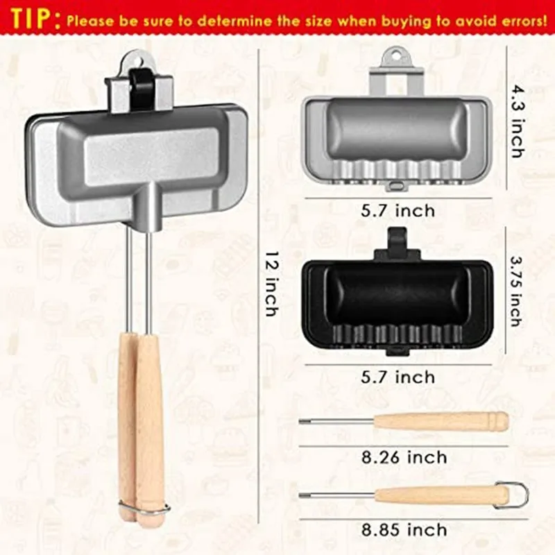 Double-Sided Sandwich Pan Non-Stick Foldable Grill Frying Pan for Bread Toast Breakfast Machine Pancake Maker