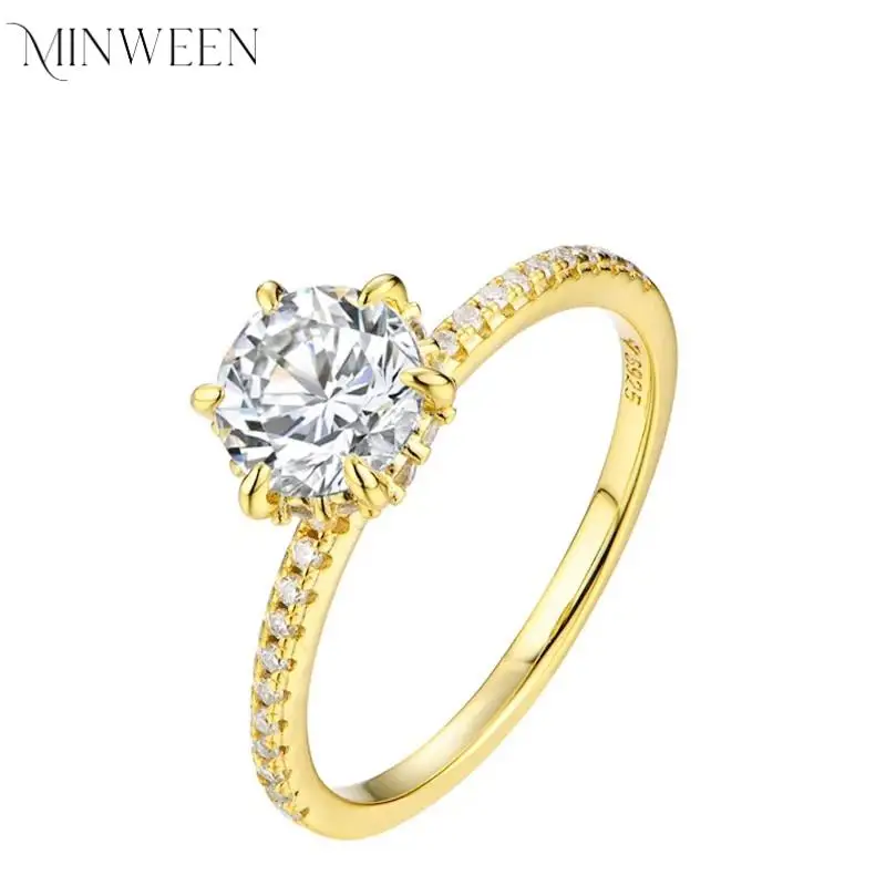 

1.0CT Moissanite Rings for Women Handmade 6.5mm 14K Gold Plated S925 Silver Round Shape Engagement Ring Gift Fine Jewelry
