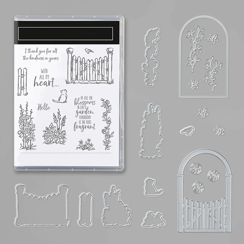 

Garden Clear Stamps and Coordinating Garden Gateway Dies Sentiments Stamps For DIY Scrarpbooking Paper Card Craft Making 20A
