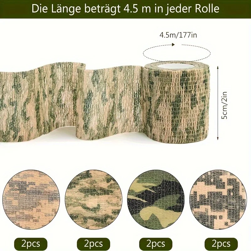 Kinesiology Tape 6 Roll Camouflage Outdoor Hunting Stealth Tape Elbow Pads Knee Brace Support Elastic Bandage Gym