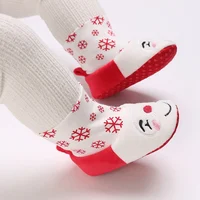 Infant Newborn Booties Santa Foot Socks Baby Christmas Boots Lovely Snowflake Santa Design Winter Warm Slippers Anti-Slip Shoes 3