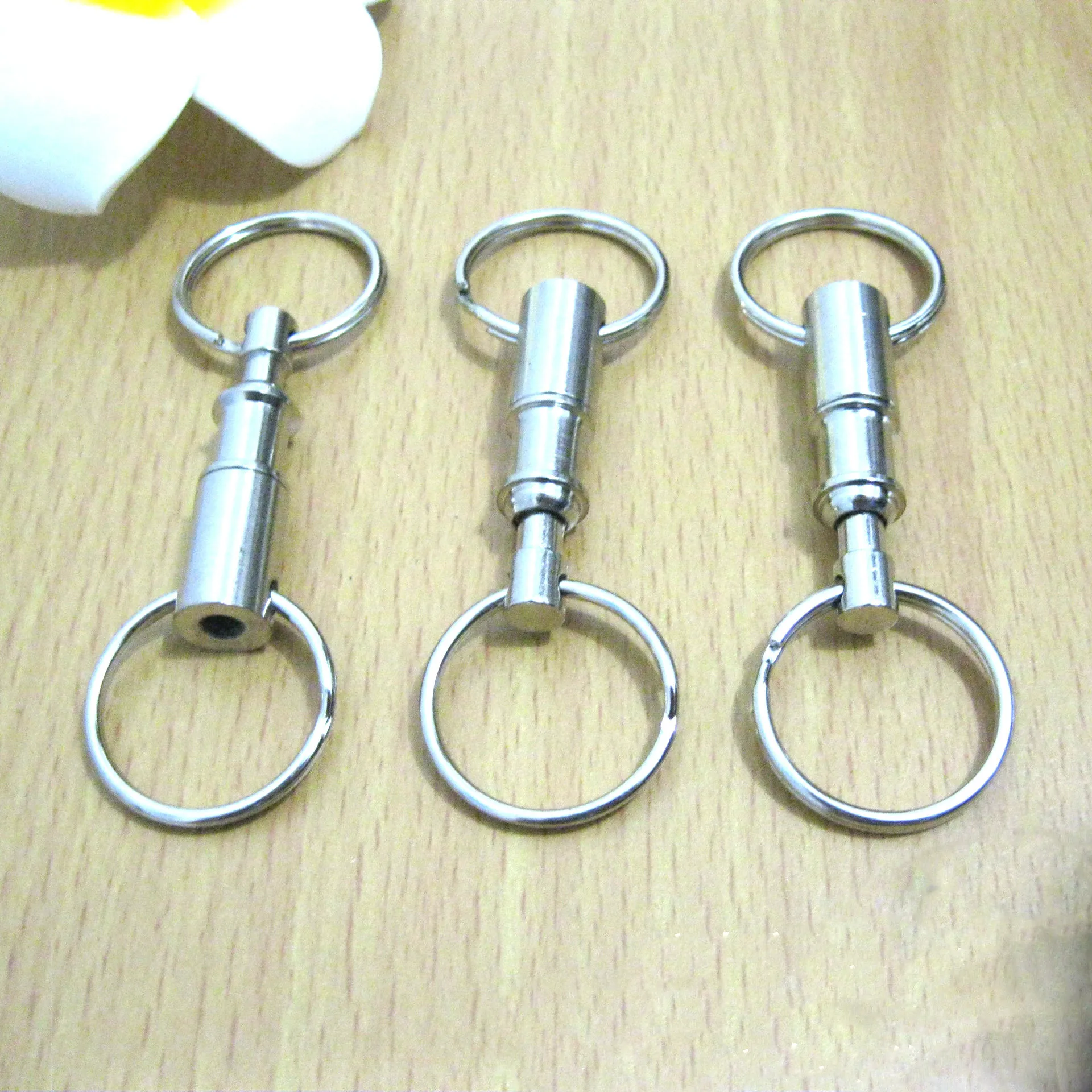 Removable Keyring Quick Release Keychain Dual Detachable Key Ring Snap Lock  Holder Steel Pull-Apart Key Rings