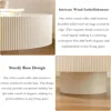 Modern Fluted Drum Coffee Table with Handcraft Embossed Edge Design & Stable & Sturdy Pedestal 4