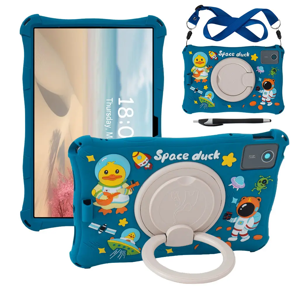 11-Inch Cartoon Rotating Soft Silicone Tablet Case