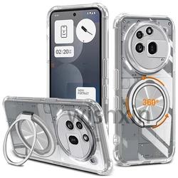 Custodia per telefono trasparente shockproof con anello rotante a 360° e angoli rinforzati