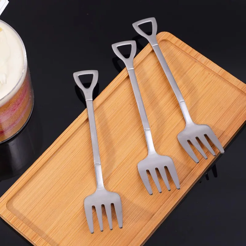 Stainless Steel Forks And Spoon Creative Shovel Spoon Dessert Fork Ice Cream Scoops Multi-Purpose Kitchen Tableware Cutlery Set