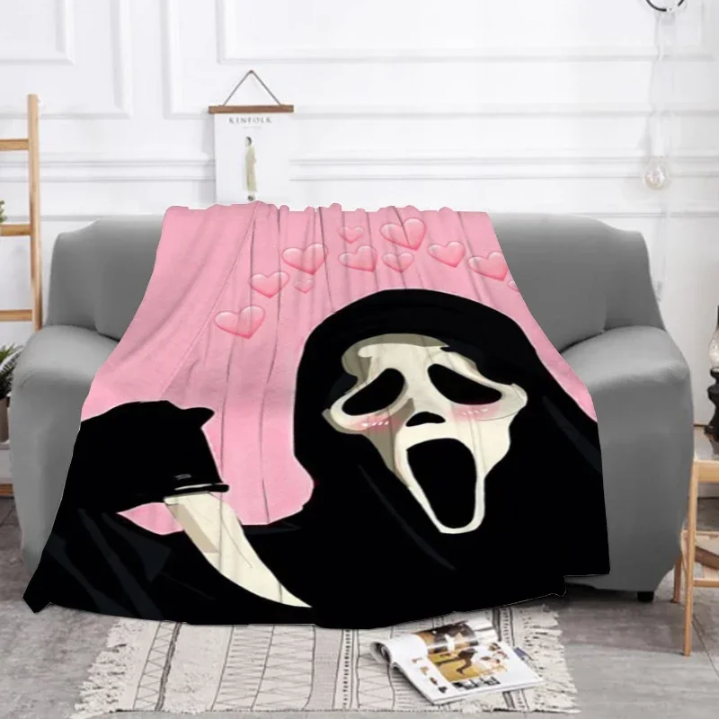 Pink Ghostface Nap Baby Blanket Sofa Winter Bed Blankets Throws Furry Throw Fluffy Soft Fleece Beds Custom Anime Flannel Home 2